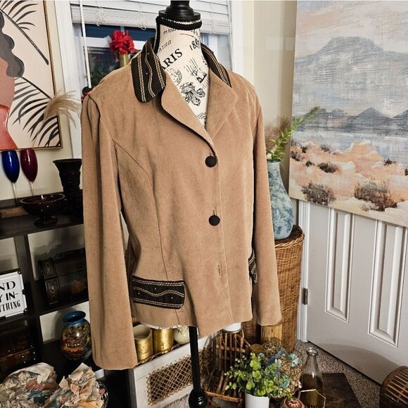 VTG John Roberts Preppy Tan Western Flare Blazer Jacket. - Picture 4 of 15